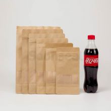 Kraft Paper Flat Bottom Pouch With Zipper & Window