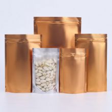 Matte Aluminum Gold Stand Up Pouch With Zipper And Clear Window