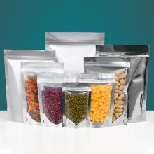 Pure Aluminum- Aluminum Coating Stand Up Pouch With Zipper And Clear Window