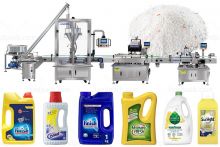 High Precision Dish Wash Powder Detergent Bottle Filling Capping Labeling Line