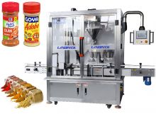 High Accuracy Automatic Spice Powder Little Bottle Rotary Filling Capping Machine