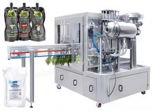 Automatic Rotary Alcohol Liquor Spout Pouch Filling Capping And Packing Machine