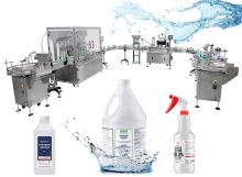 Full Automatic Alcohol Plastic Bottle Filling Capping Labeling Line With Bottle Unscrambler