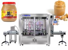 Semi Automatic Peanut Butter Bottle Jar Filling Machine With 8 Head Piston Pump