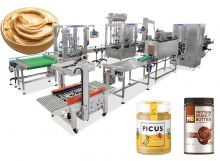 Full Automatic 4 Heads Piston Pump Plastic Jar Filling Line For Peanut Butter
