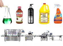 Automatic 10 Heads Chemical Liquid Gear Pump Bottle Filling Capping And Labeling Line