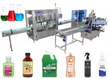 High Precision Chemical Liquid 4 Heads Plastic Bottle Tracking Type Filling Capping Labeling Line