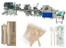 Automatic Plastic Cutlery Set Napkins Forks Spoons Wrapping Packing Machine Line