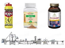 Automatic Medicine Pharma Powder Bottle Filling Capping Labeling Production Line