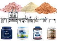 Automatic Double Filling Heads Powder Bottle Filling Capping Labeling Machine Line