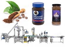 Automatic Coffee Powder Bottle Filling Capping Line With Collecting Table