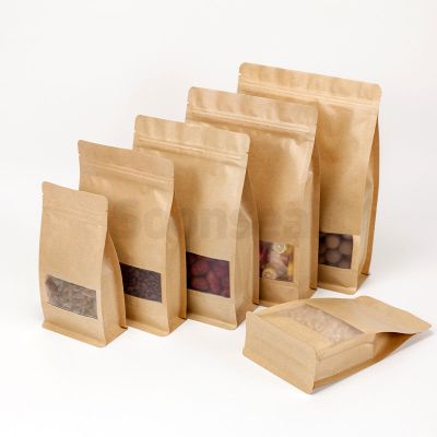 Kraft Paper Flat Bottom Pouch With Frosted Window