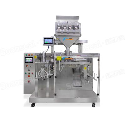 Horizontal Premade Pouch Packing Machine With 4 Linear Weigher For Granule