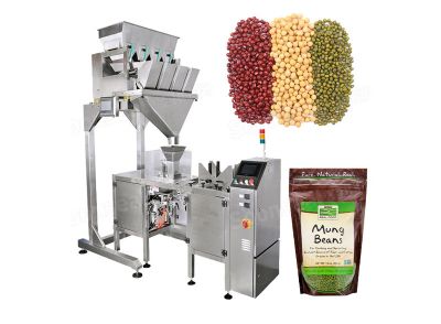 Mini Doypack Packaging Filling And Sealing Machine With 4 Head Weigher For Whole Grain