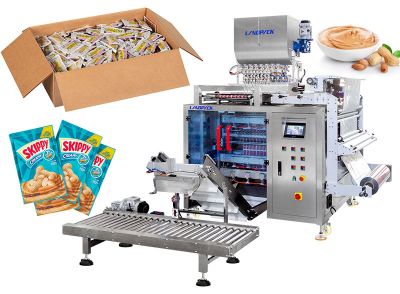 Automatic Multi Lane Peanut Butter Sachet Counting Packaging Cartooning Machine