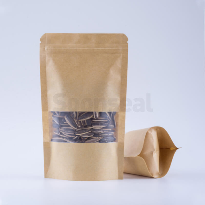 Kraft Paper Stand Up Pouch With Frosted Window