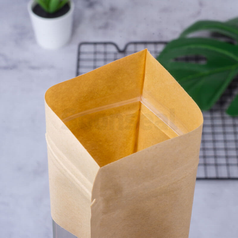 Kraft Paper Stand Up Pouch With Frosted Window