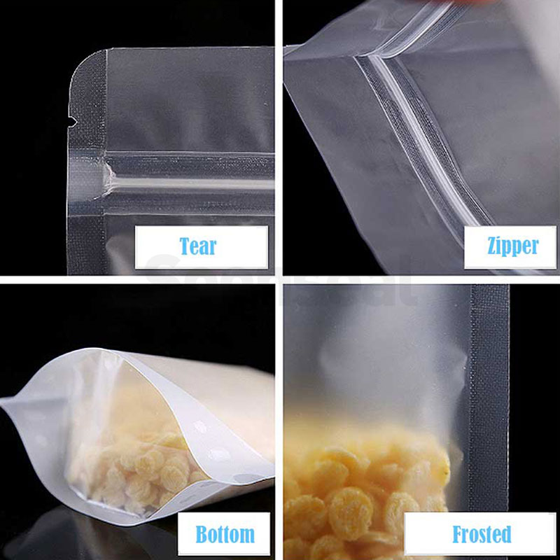 Frosted Transparent Sachet Emballage Plastique Stand up Bags Zip