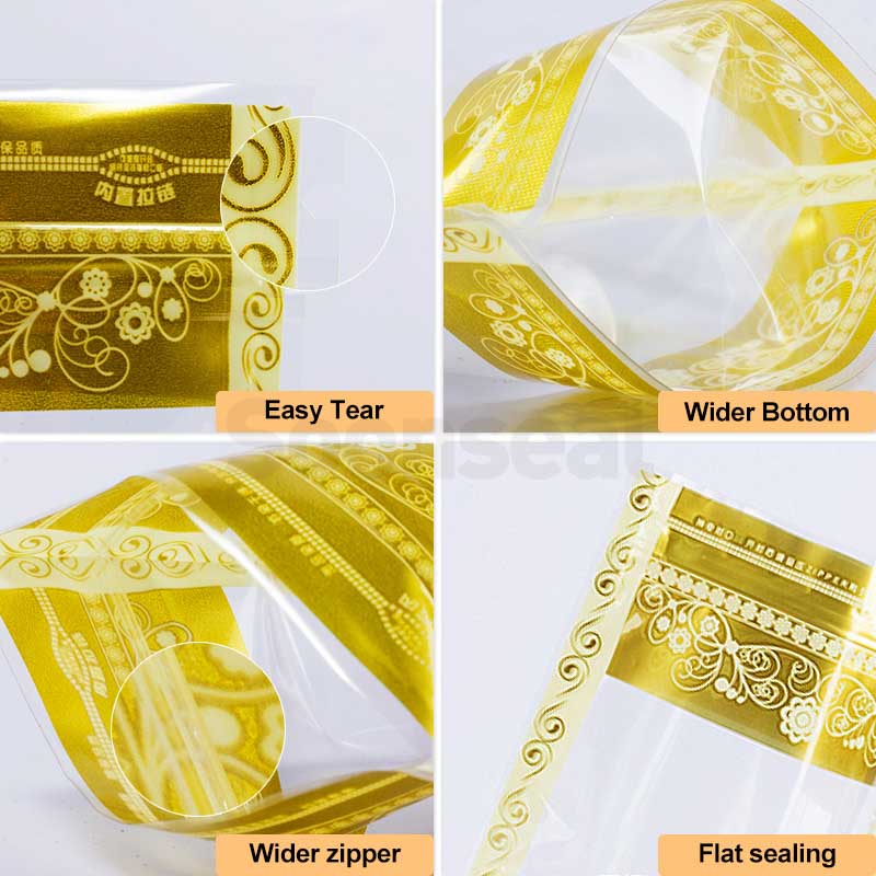 Golden Flower Printed Stand Up Pouch