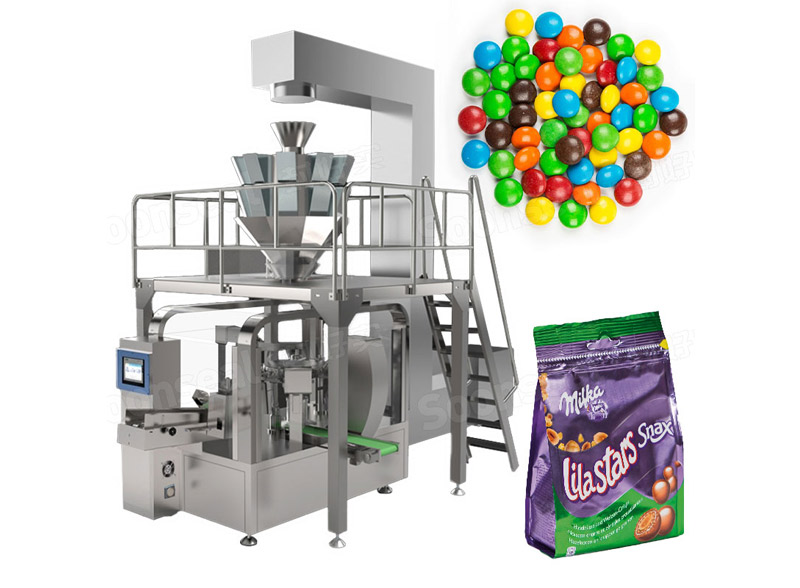 High Speed Rotary Doypack Packing Machines With Multi Weigher For Jelly Bean