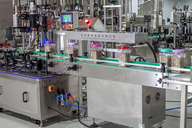 Automatic Candy Bottles Weighing Filling Capping and Labeling Line