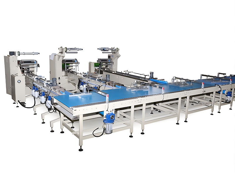 Automatic Bun Biscuit Cake Feeding Sorting Packing Line Flow Packaging Machine