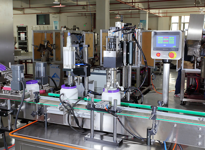 Automatic Double Filling Heads Powder Bottle Filling Capping Labeling Machine Line