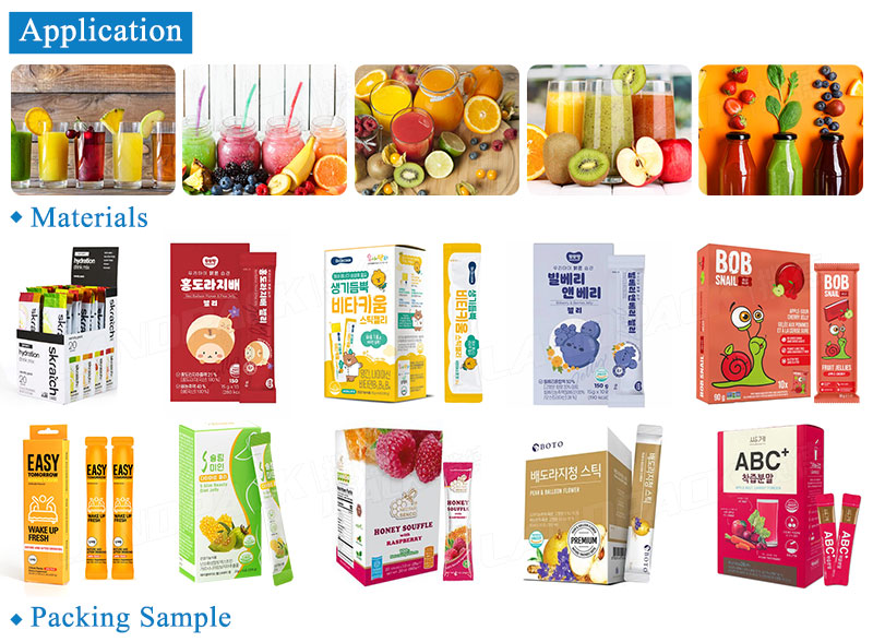 Automatic Fruit Juice Liquid Stick Bag Packing Packaging Cartoning Machine System